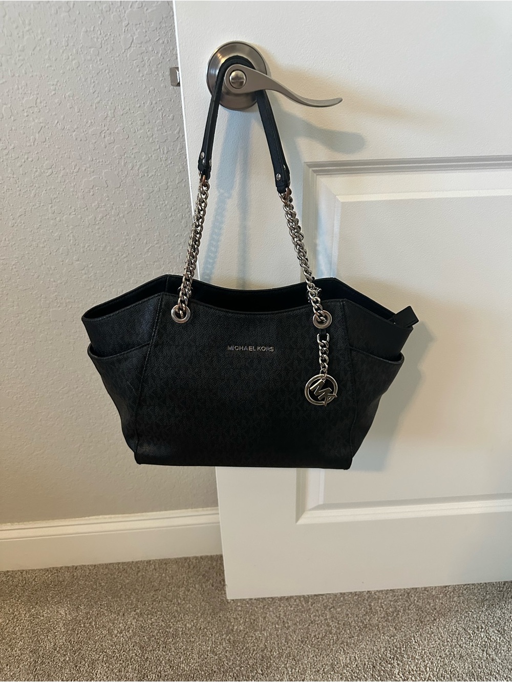 Michael Kors Black Logo Chain-Handle Shoulder Tote